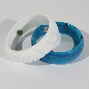 Vintage White and Blue Lucite bracelets